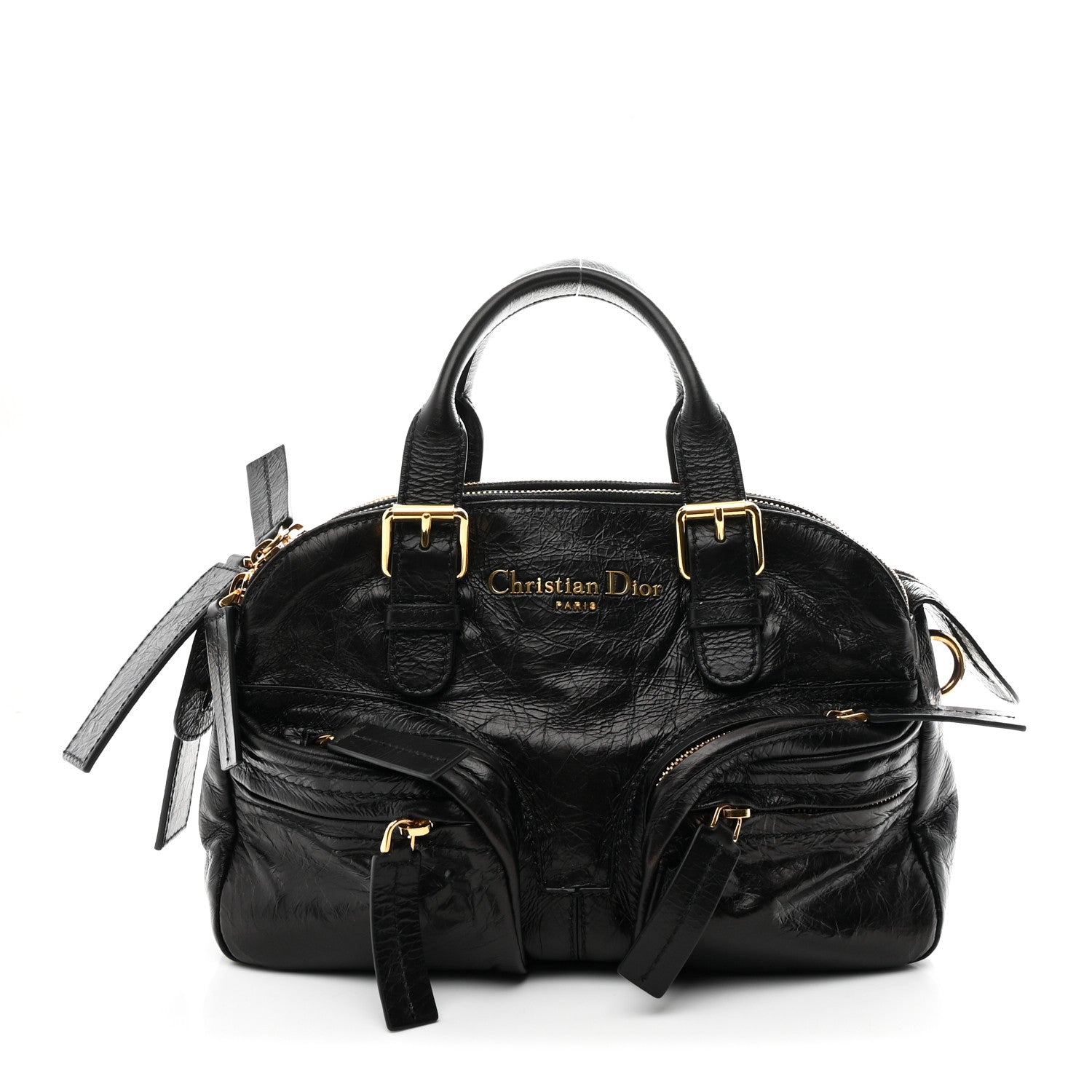 Christian Dior Crinkled Calfskin Small Grand Tour Bowling Bag
