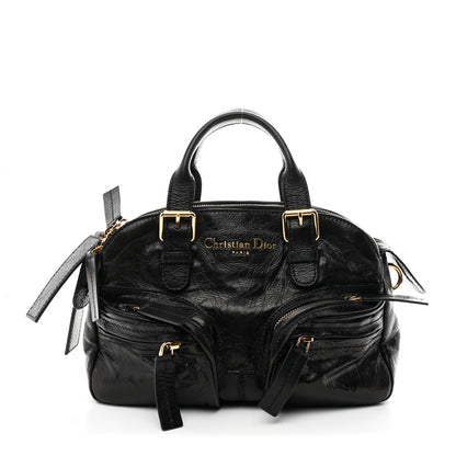 Christian Dior Crinkled Calfskin Small Grand Tour Bowling Bag Black 1 of 10