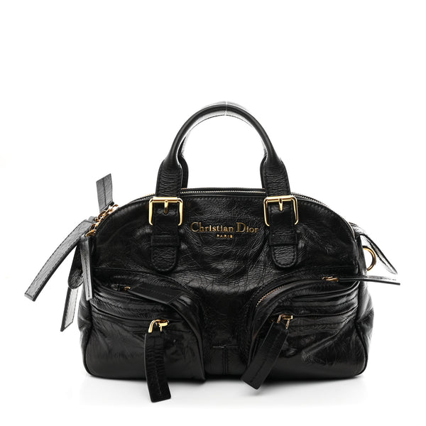 Christian Dior Crinkled Calfskin Small Grand Tour Bowling Bag