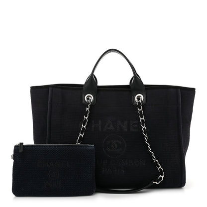 Chanel Mixed Fibers Medium Deauville Tote Dark Blue 3 of 11