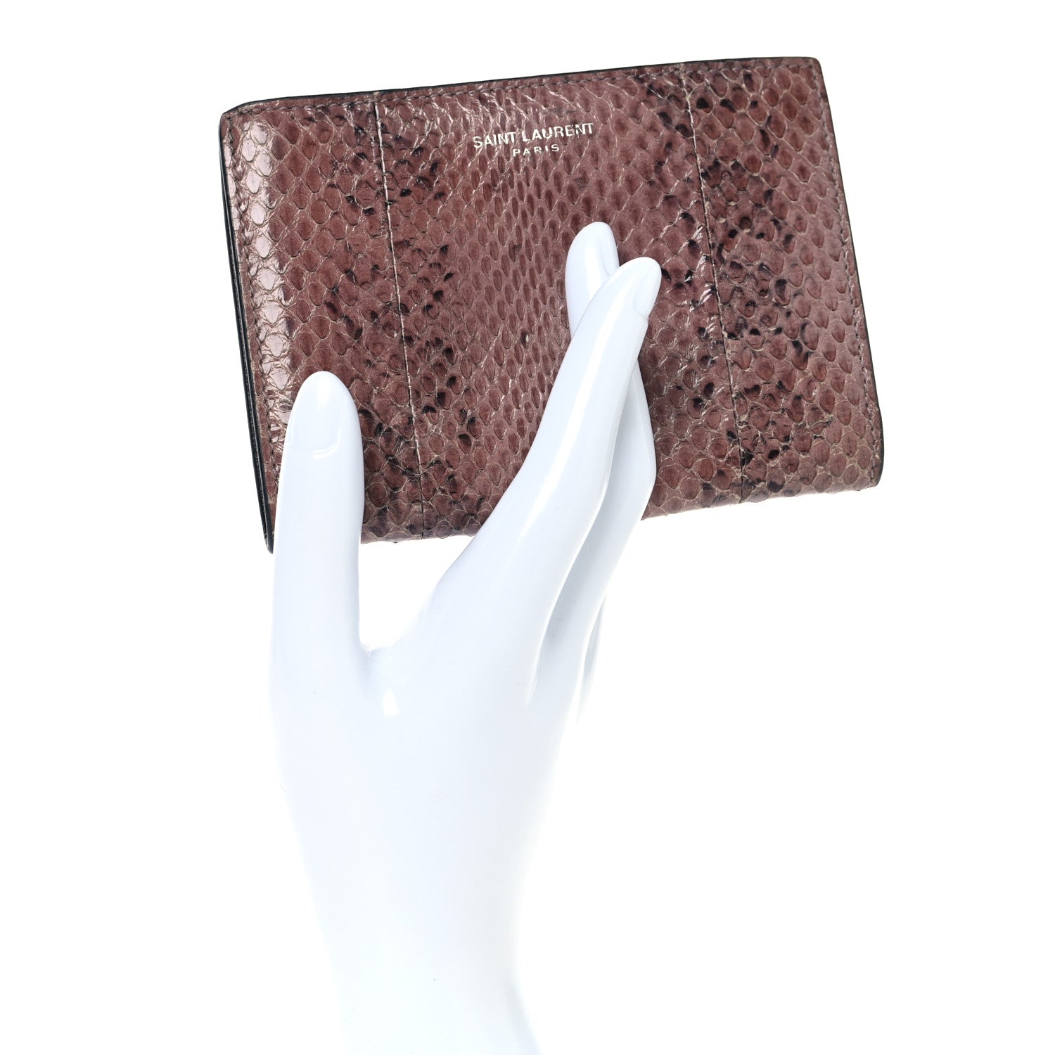 Saint Laurent Lacquer Ayers Fragments Bi-Fold Zipped Wallet  Rose Brown 2 of 10