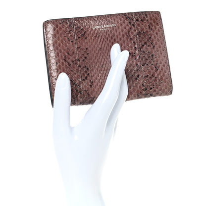 Saint Laurent Lacquer Ayers Fragments Bi-Fold Zipped Wallet  Rose Brown 2 of 10