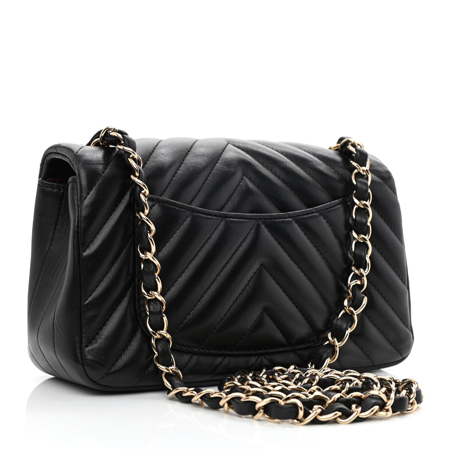 Chanel Lambskin Chevron Quilted Mini Rectangular Flap Black 3 of 10