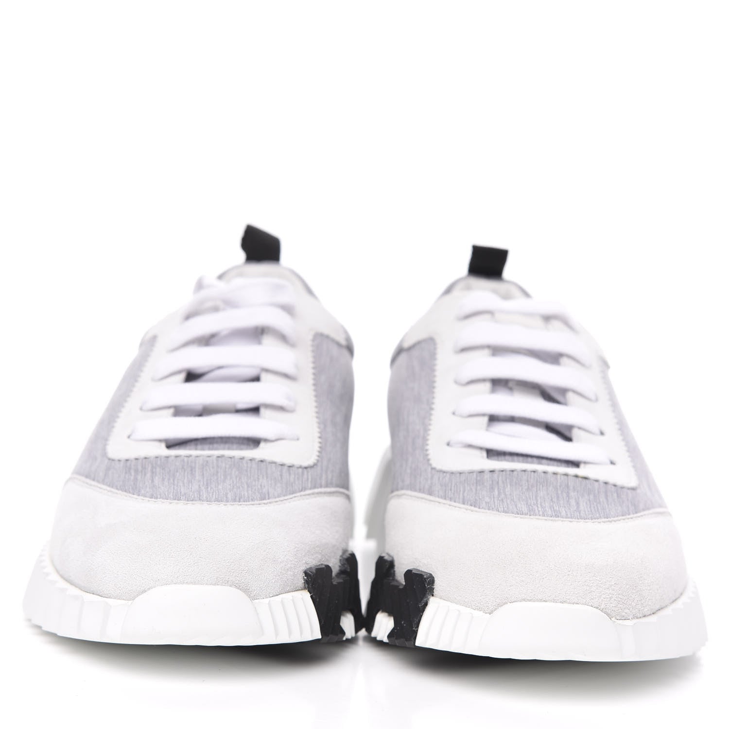 Hermes Technical Canvas Suede Goatskin Bouncing Sneakers 37 Gris White 2 of 8