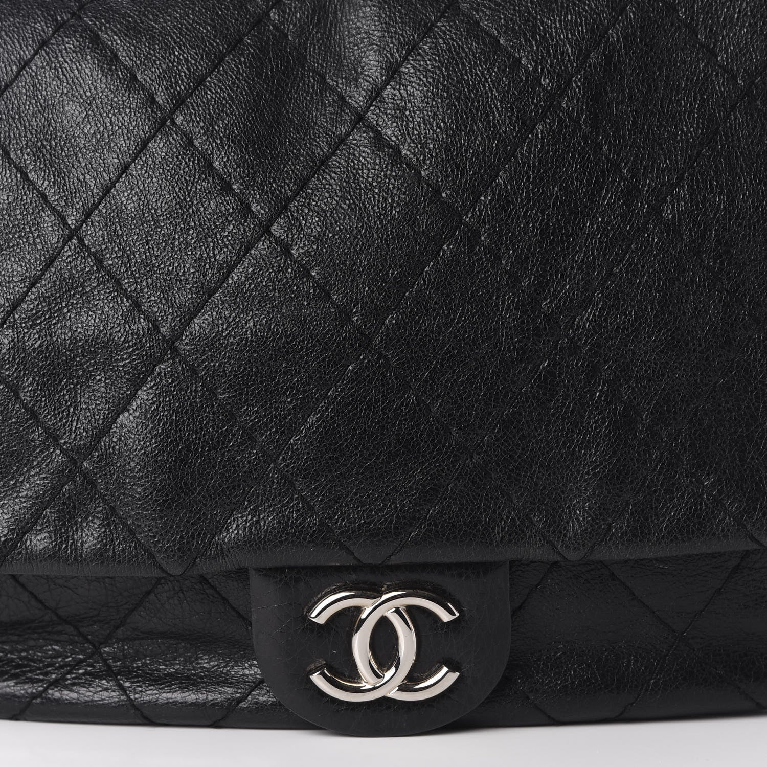 Chanel Glazed Calfskin XL On The Road Flap Black 11 of 12