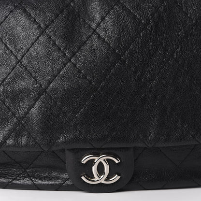 Chanel Glazed Calfskin XL On The Road Flap Black 11 of 12