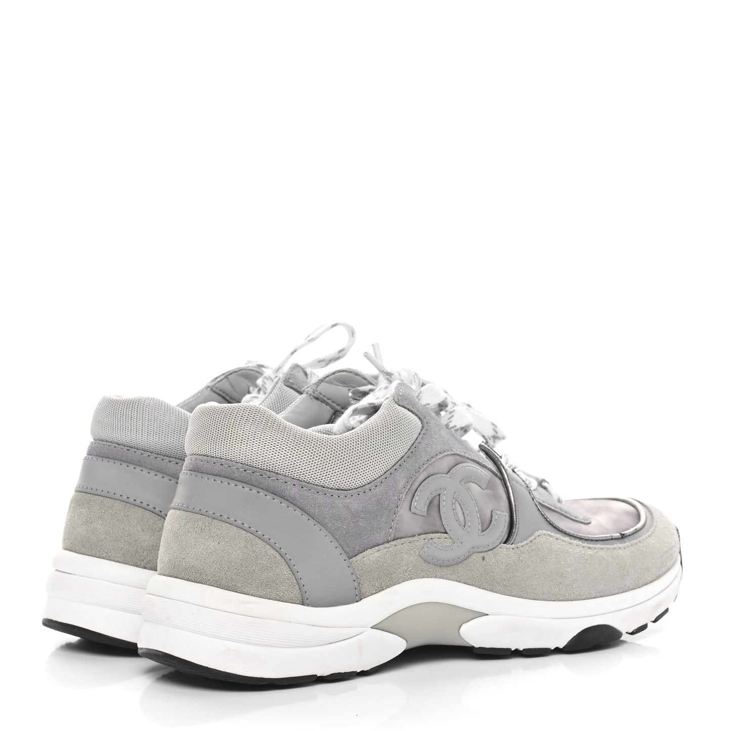 Suede Velvet Lambskin CC Sneakers 37.5 Grey