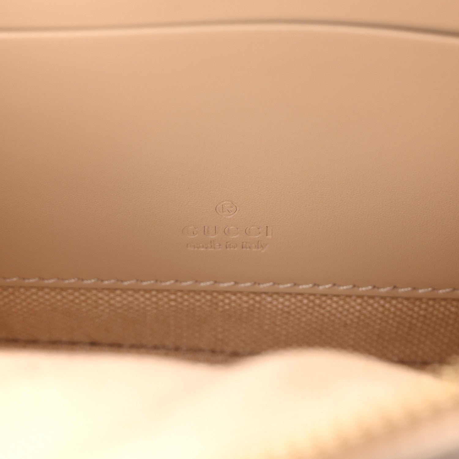 Gucci Calfskin GG Super Mini Debossed Chain Wallet Light Beige 6 of 10