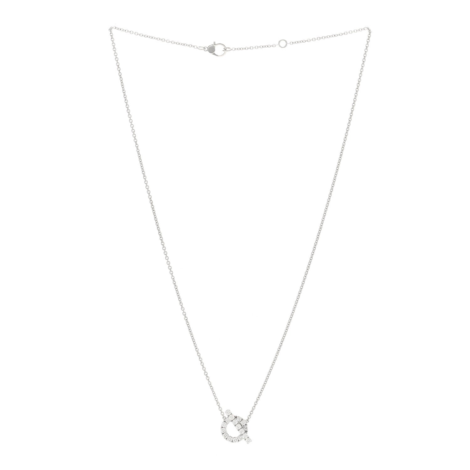 Hermes 18K White Gold Diamond Finesse Pendant Necklace 3 of 5