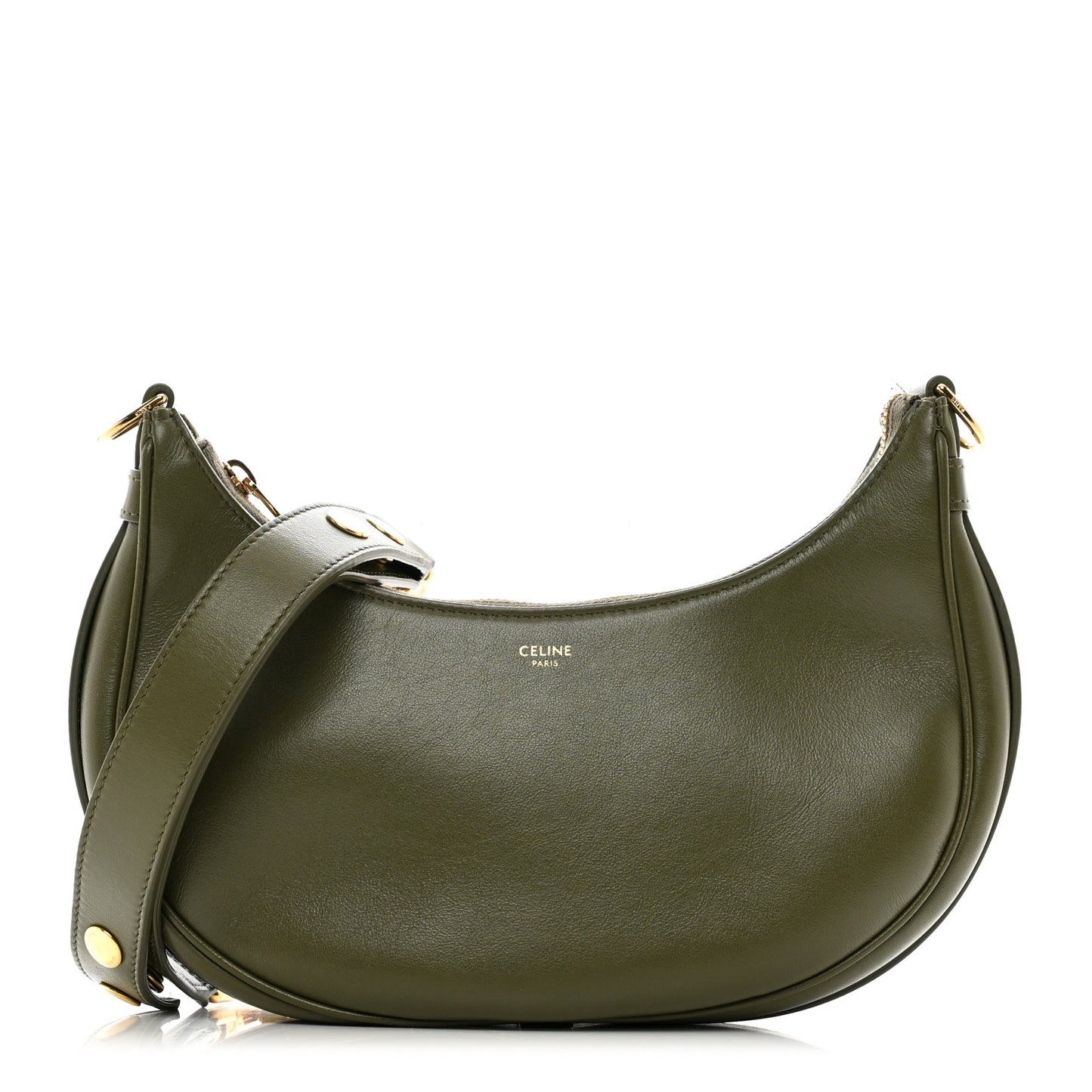Smooth Calfskin Medium Strap Ava Shoulder Bag Dark Olive