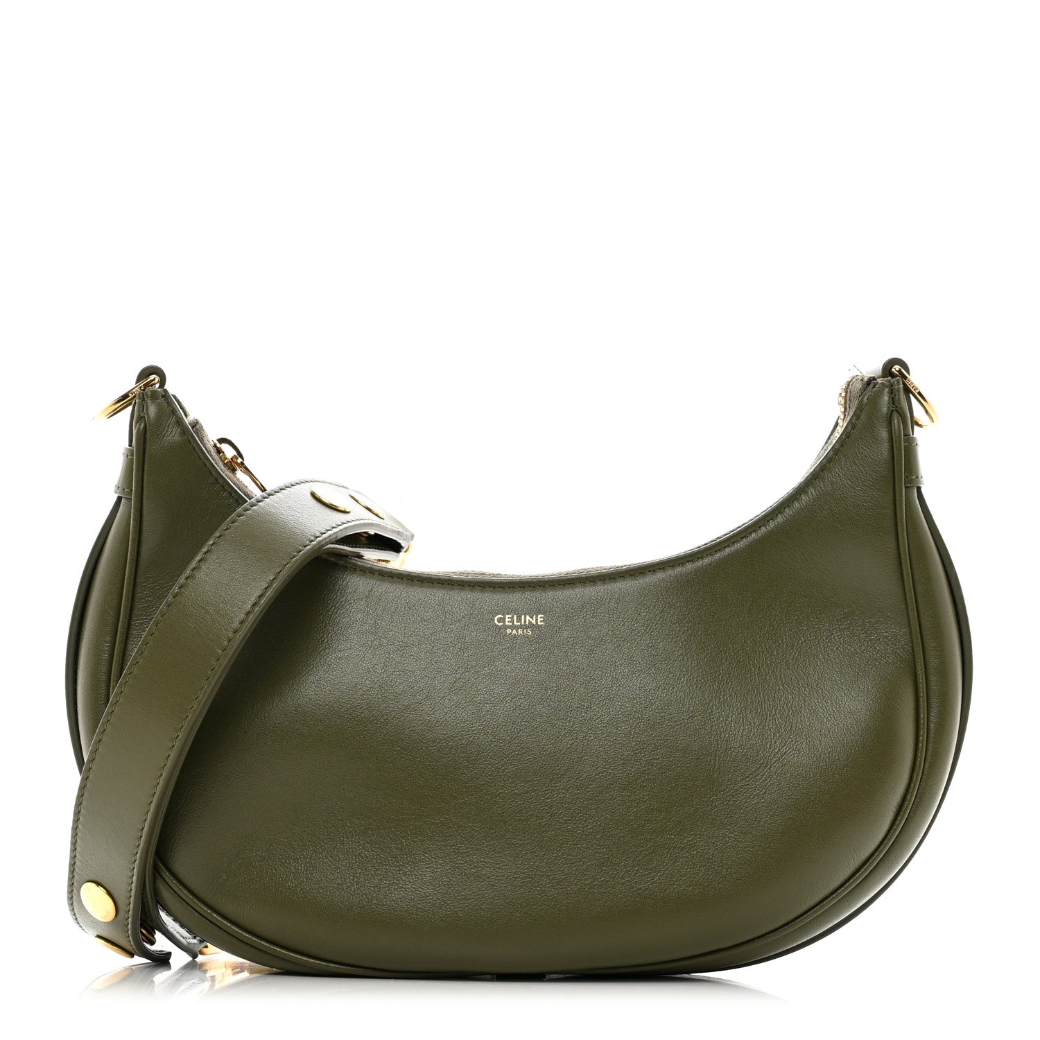 Celine Smooth Calfskin Medium Strap Ava Shoulder Bag Dark Olive 1 of 10