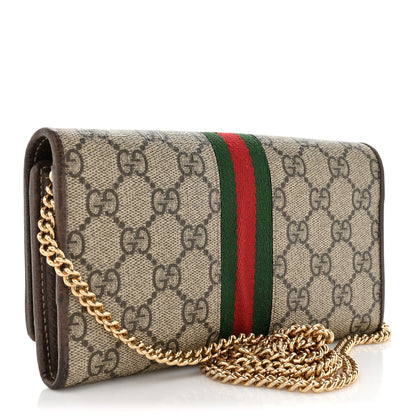 Gucci GG Supreme Monogram Web Ophidia Wallet On Chain Brown 3 of 16