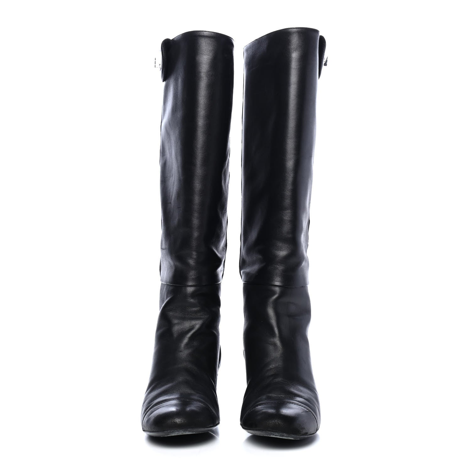 Chanel Lambskin Quilted Reissue Knee High Tall Boots 38.5 Black 2 of 4
