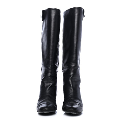 Chanel Lambskin Quilted Reissue Knee High Tall Boots 38.5 Black 2 of 4