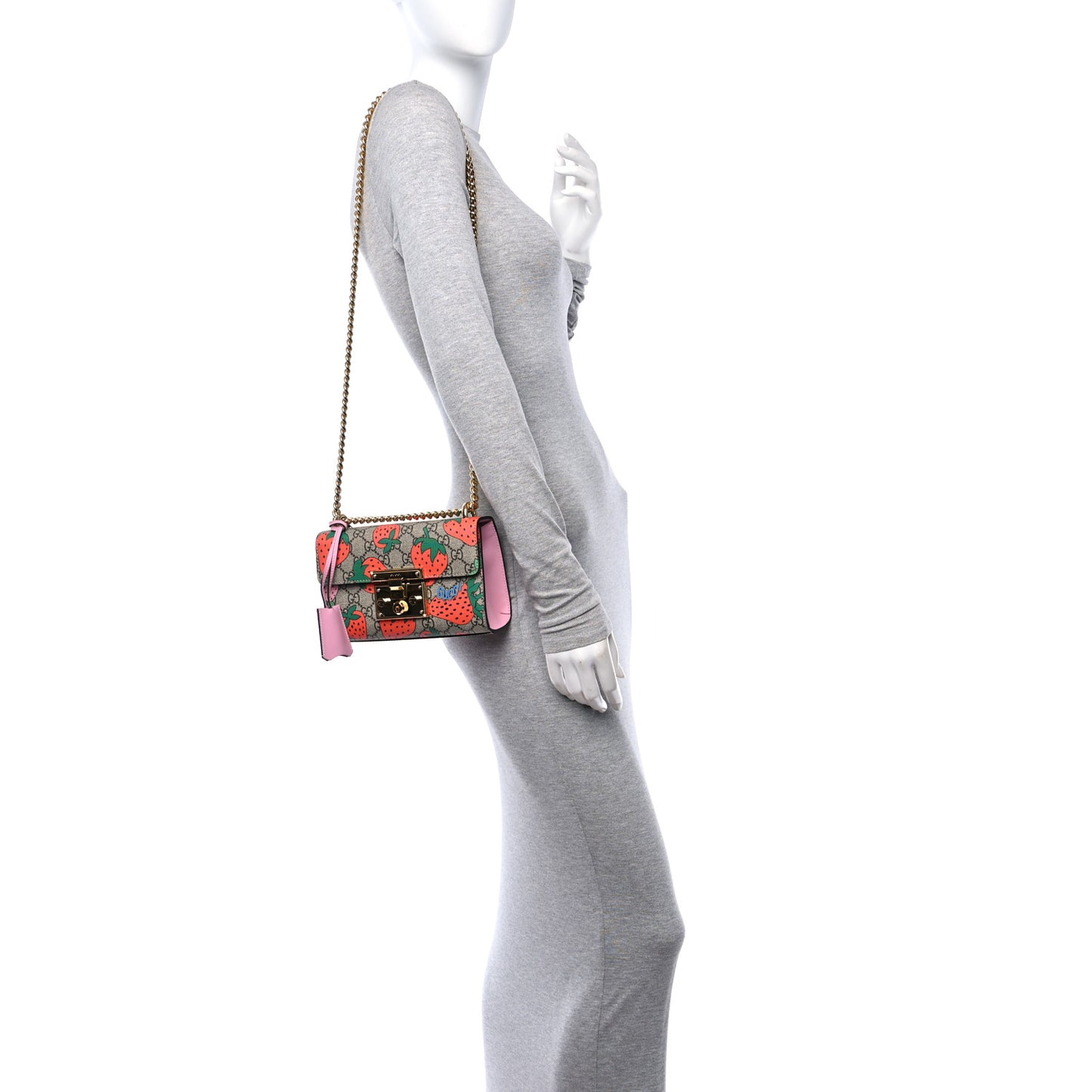GG Supreme Monogram Strawberry Small Padlock Shoulder Bag
