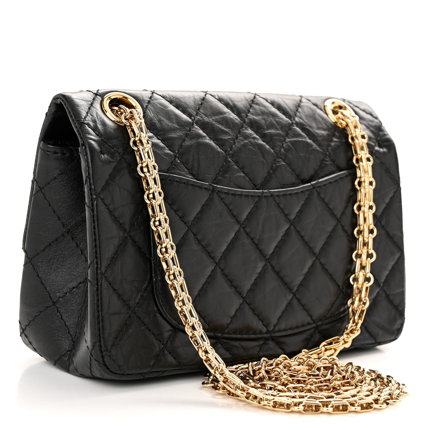 Aged Calfskin Quilted 2.55 Reissue Mini Flap Black