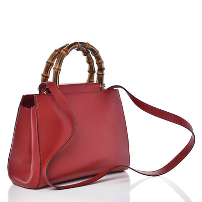 Gucci Nappa Bamboo Small Nymphaea Top Handle Bag Hibiscus Red 4 of 10