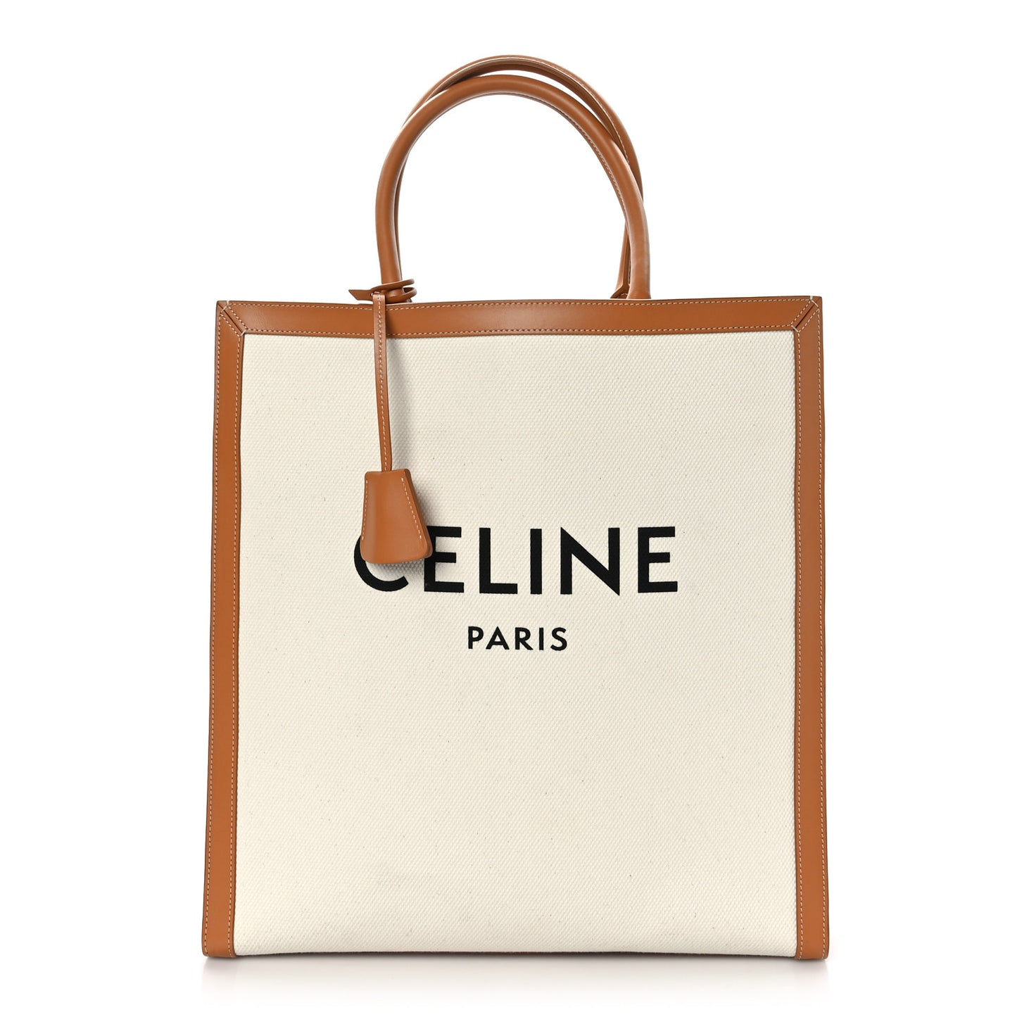 Canvas Calfskin Vertical Cabas Natural Tan