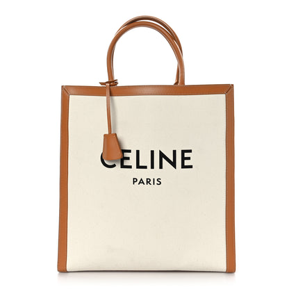 Celine Canvas Calfskin Vertical Cabas Natural Tan 1 of 8