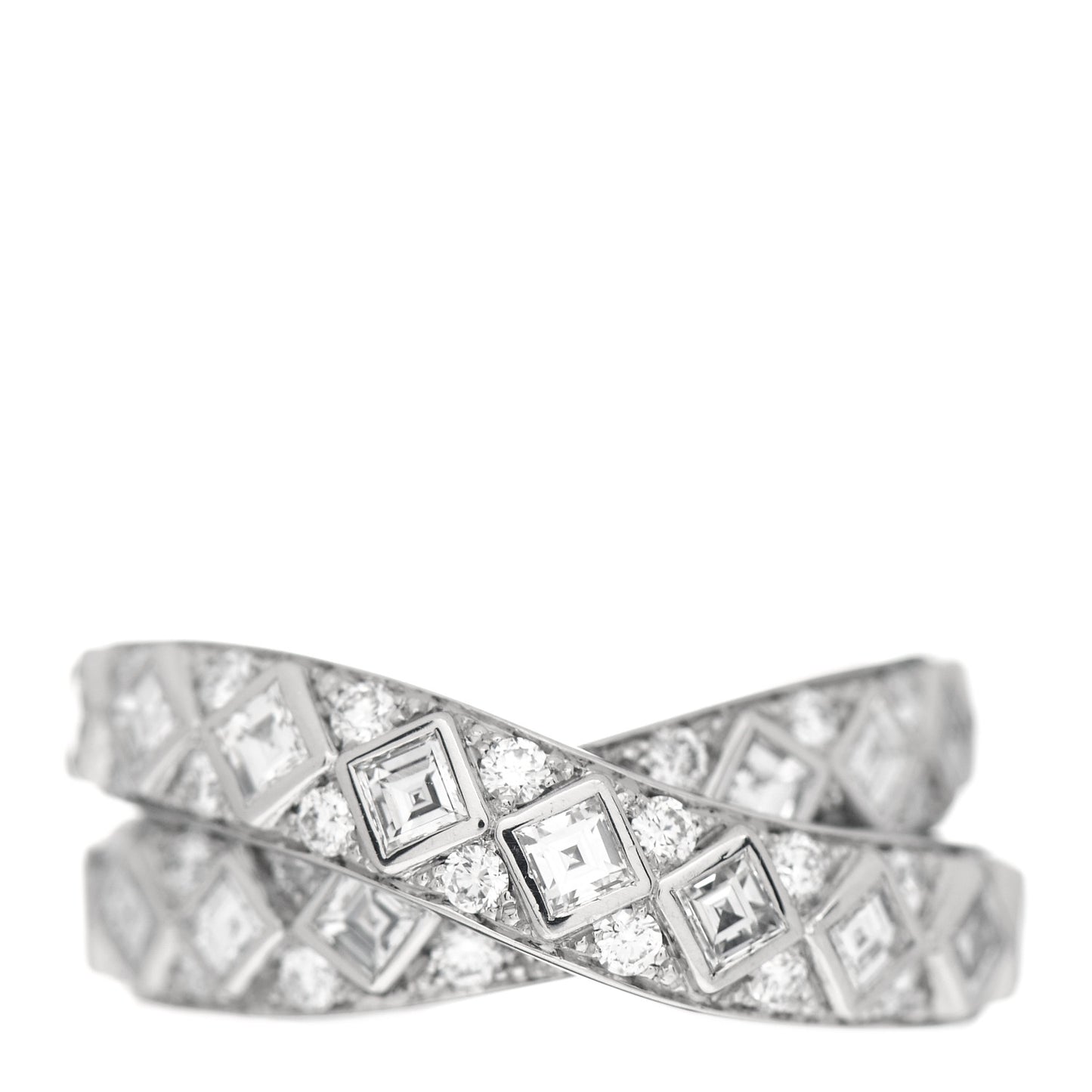 Platinum Diamond Crossover Band Ring 52 6