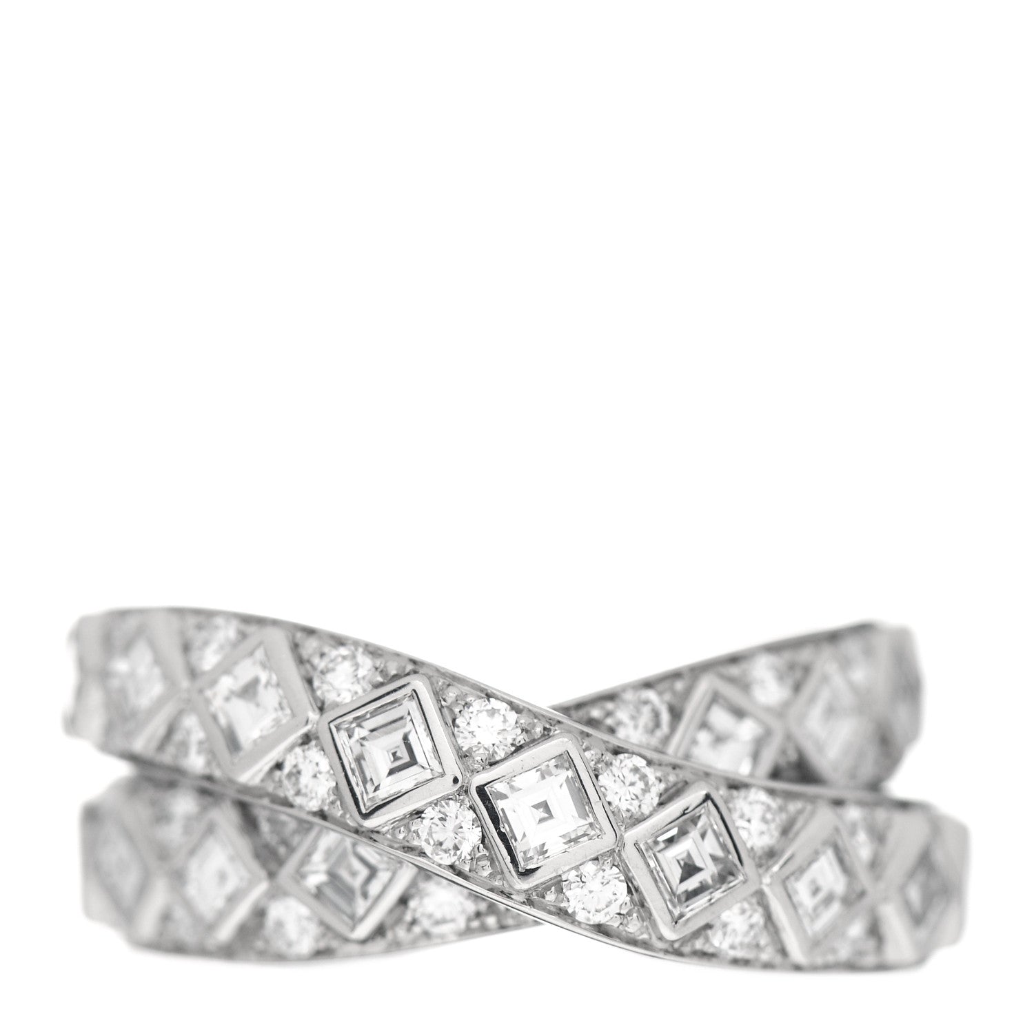 Tiffany Platinum Diamond Crossover Band Ring 52 6 1 of 5
