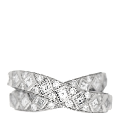 Tiffany Platinum Diamond Crossover Band Ring 52 6 1 of 5