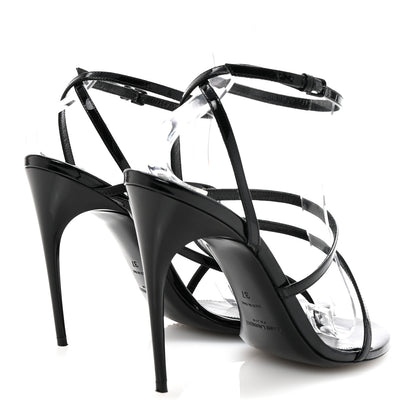 Saint Laurent Patent Calfskin Ankle Strap Sandals 37 Black 5 of 8