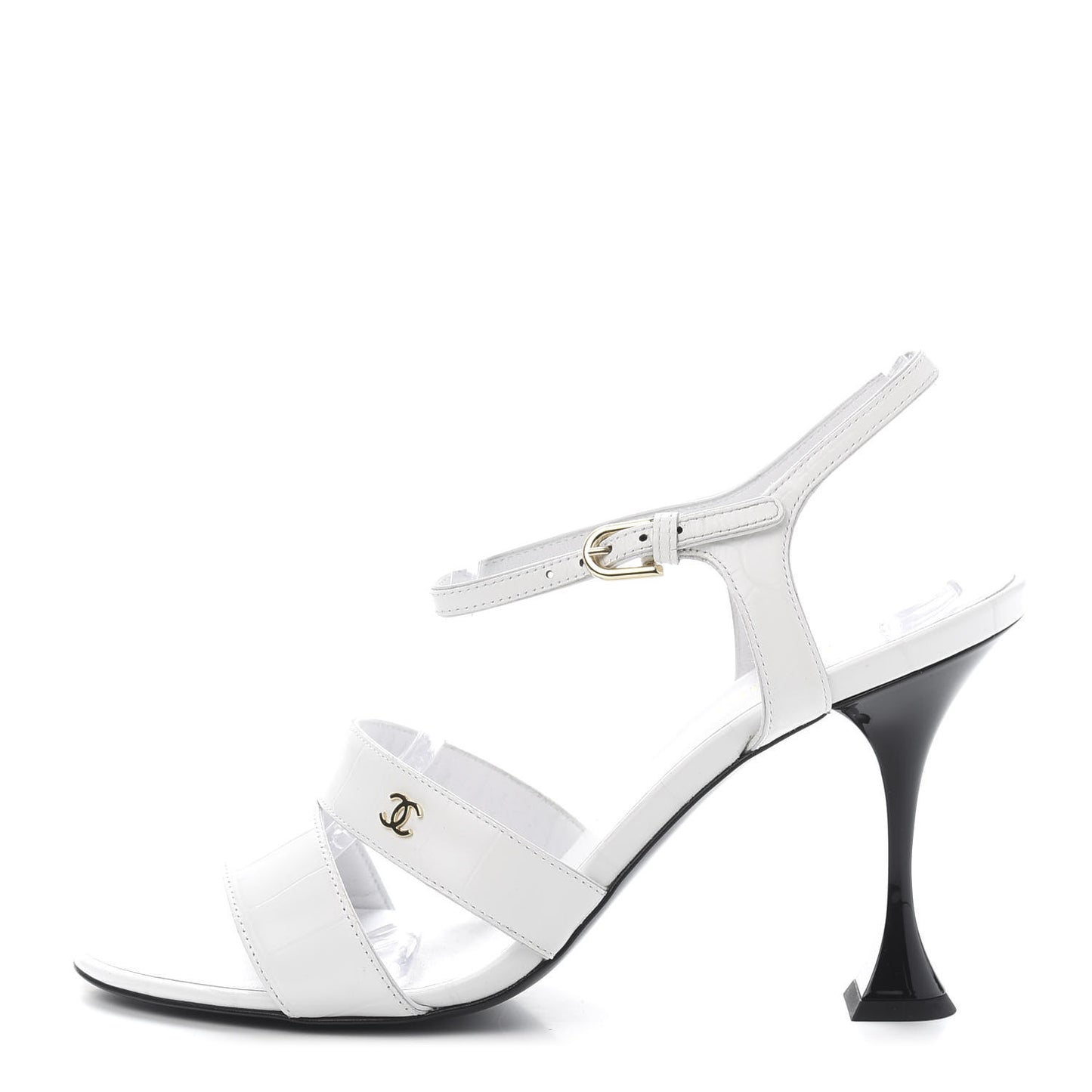 Calfskin Crocodile Embossed Sandal 38 White