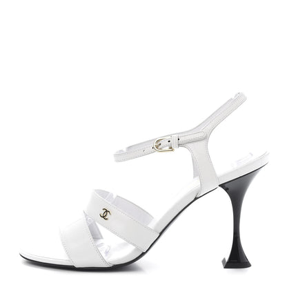 Chanel Calfskin Crocodile Embossed Sandal 38 White 1 of 10