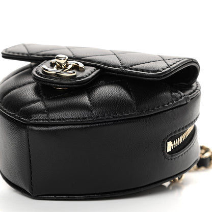 Chanel Lambskin Quilted CC In Love Heart Waist Belt Bag With Chain Black 10 of 11