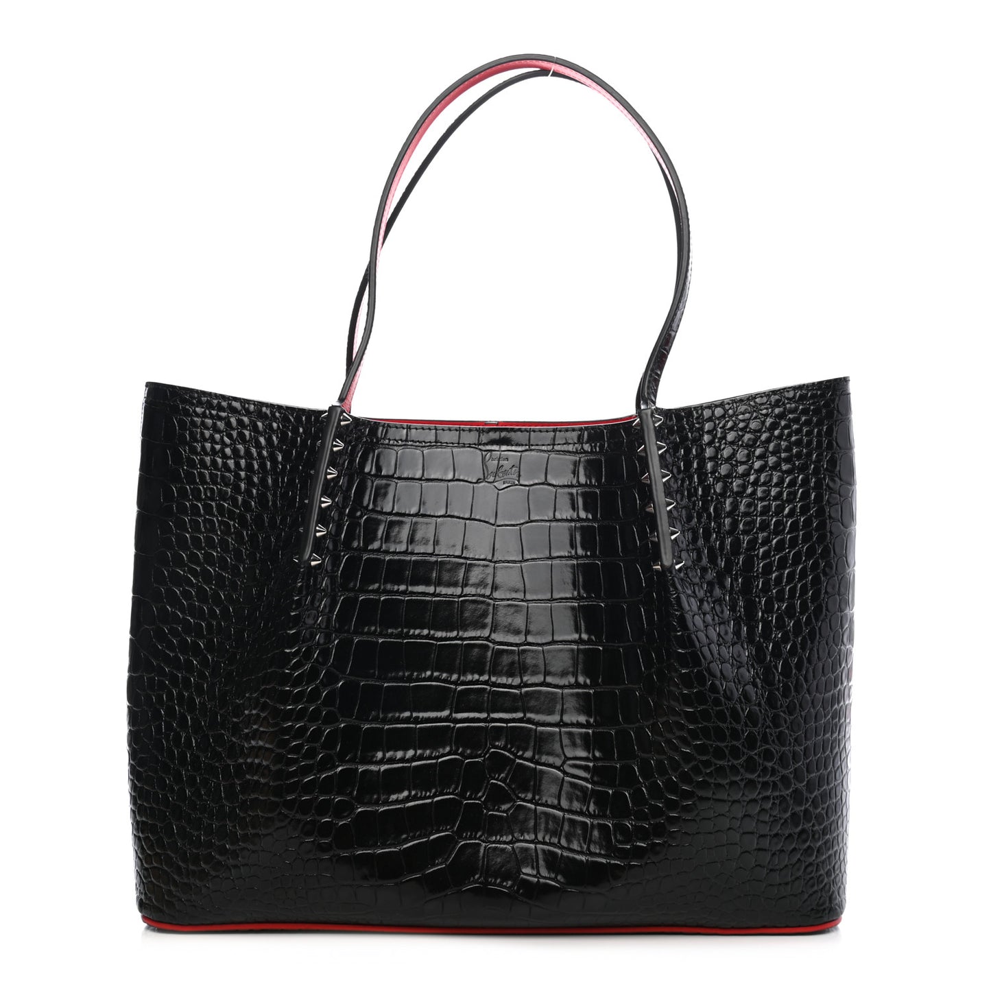 Calfskin Crocodile Embossed Spikes Large Cabarock Black