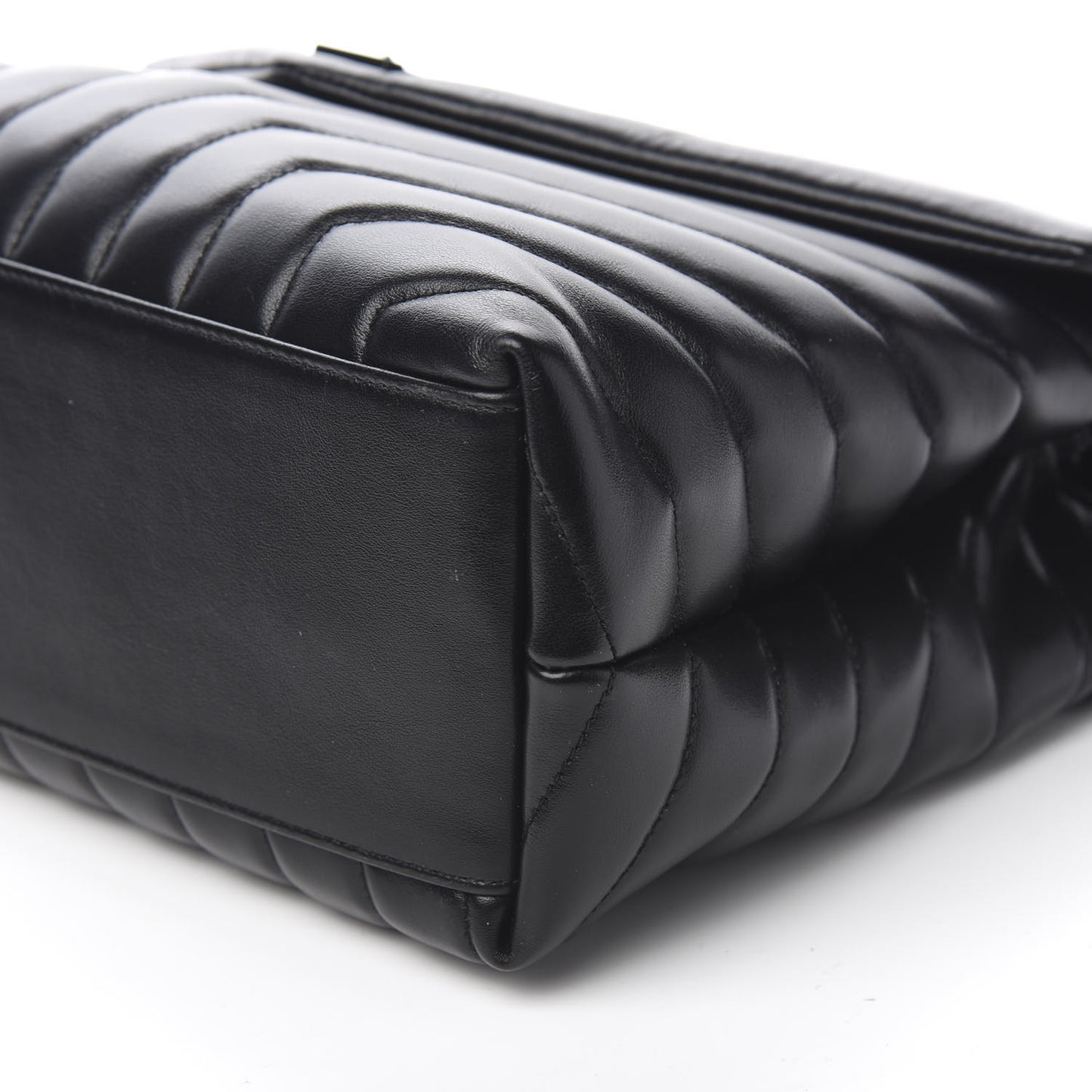 Calfskin Y Quilted Monogram Medium Loulou Chain Satchel Black