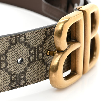 Gucci X BALENCIAGA BB Supreme Monogram 40mm Belt 100 40 Beige Ebony Dark Brown 3 of 5