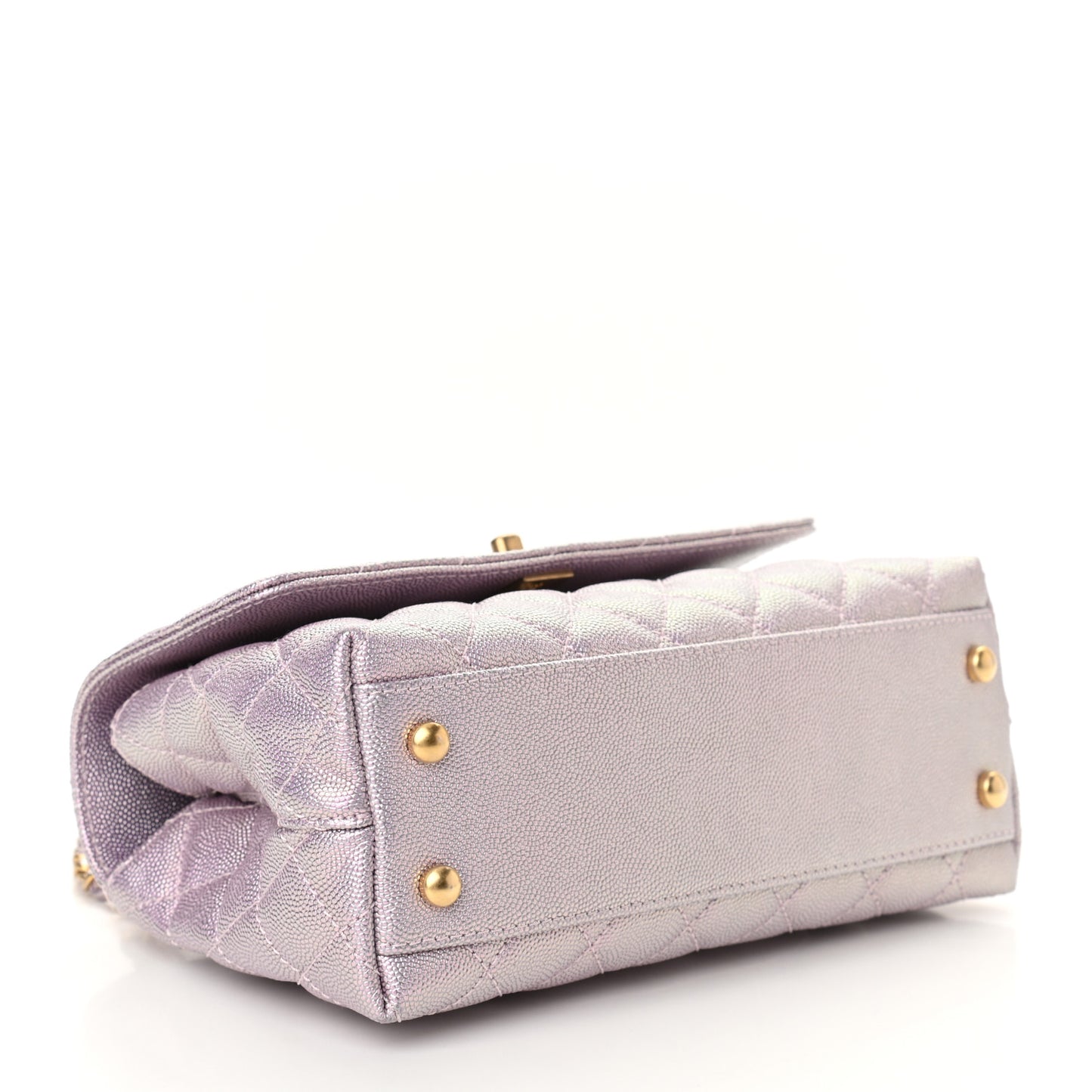 Metallic Caviar Quilted Mini Coco Handle Flap Light Pink