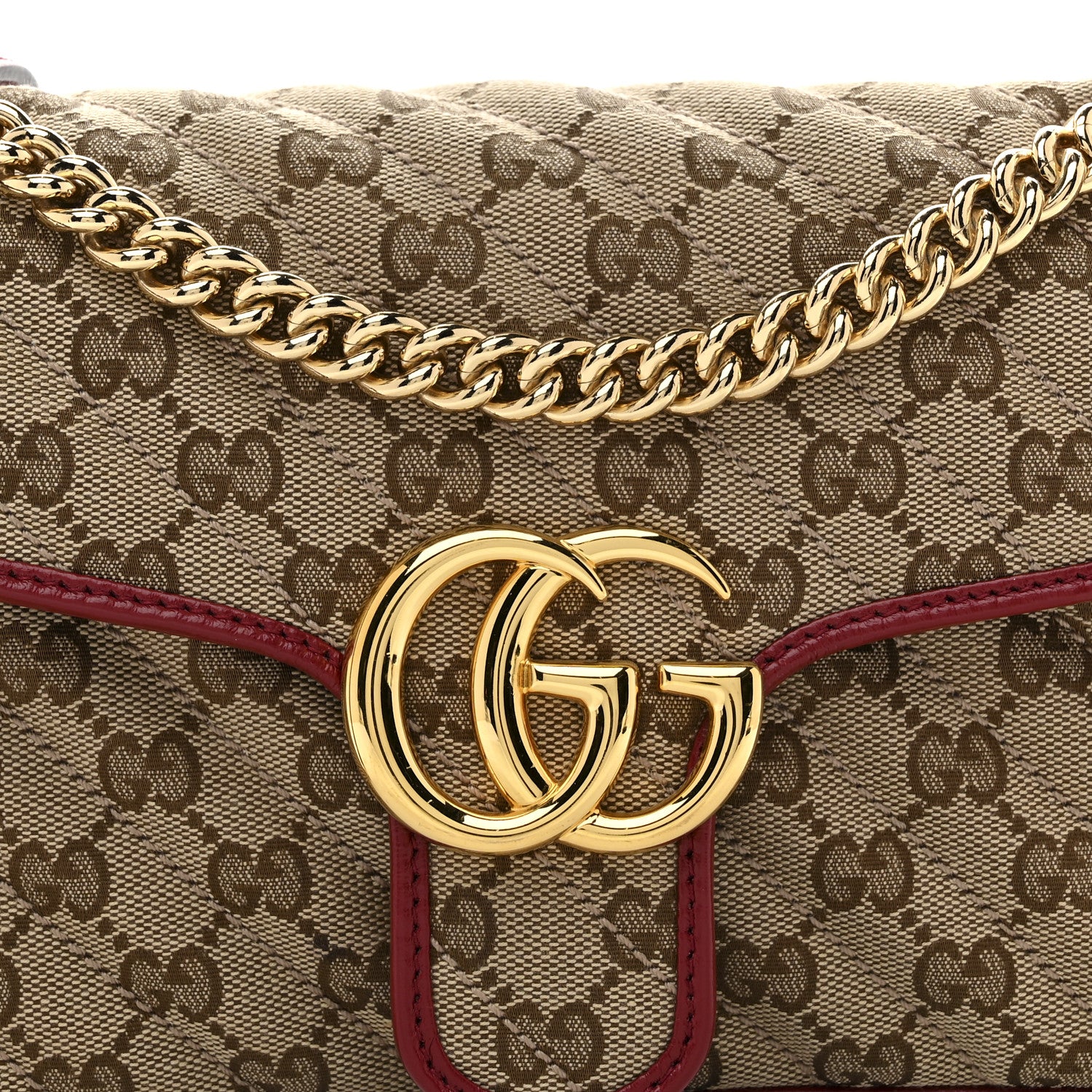 Gucci Monogram Azalea Calfskin Matelasse Diagonal Mini GG Marmont Shoulder Bag Beige Ebony New Cherry Red 8 of 10
