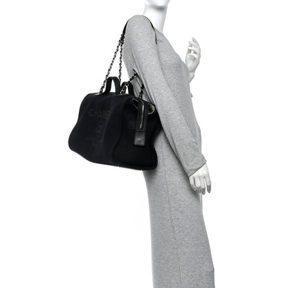 Chanel Mixed Fibers Large Deauville Bowling Bag  Black 2 of 9