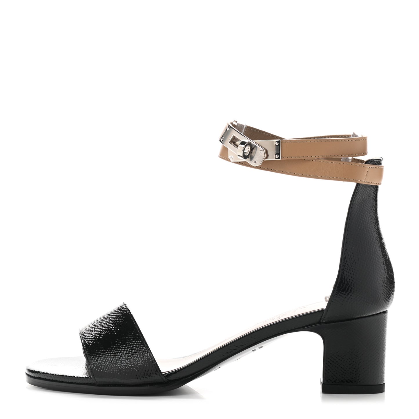 Calfskin Patent Epsom Manege Sandals 36.5 Black