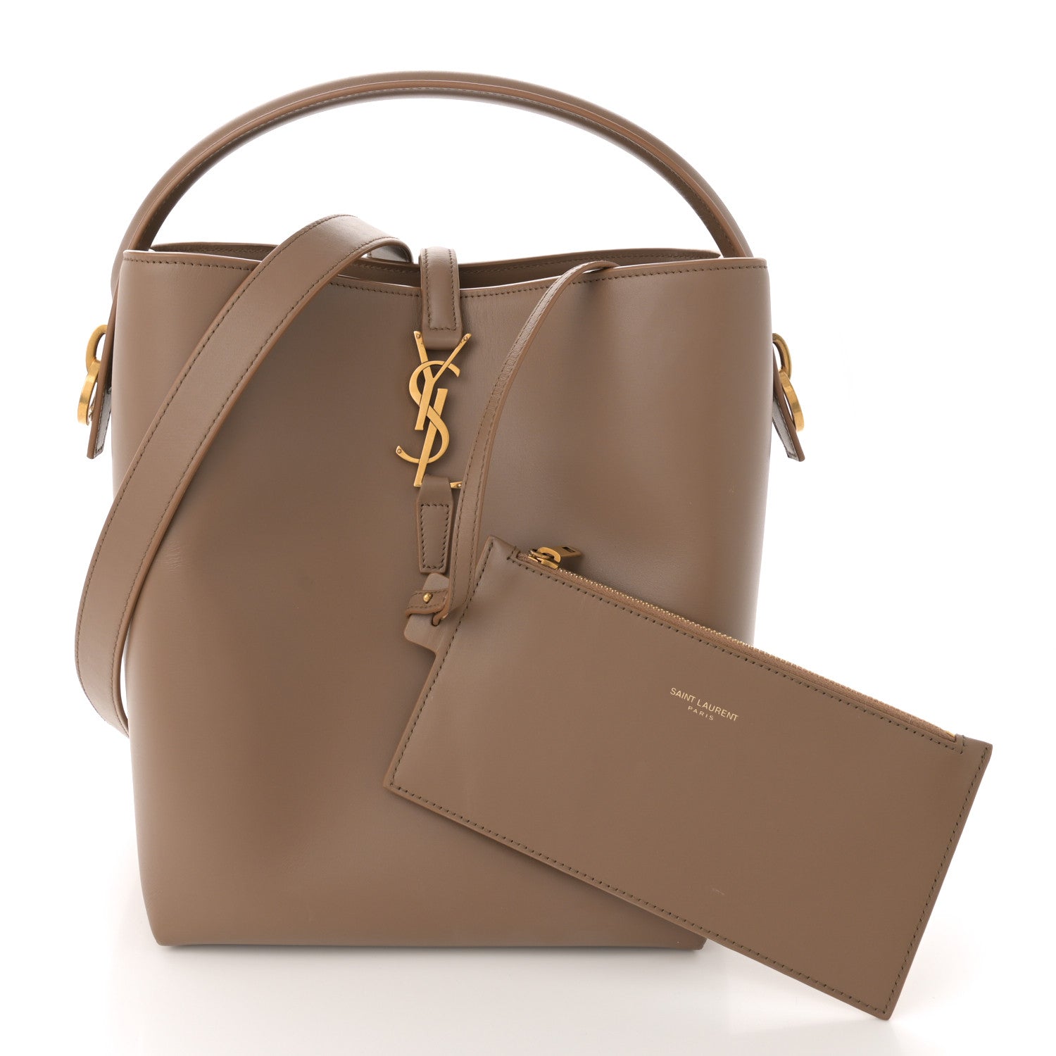 Saint Laurent Shiny Calfskin Le 37 Bucket Bag Dark Cork 3 of 15