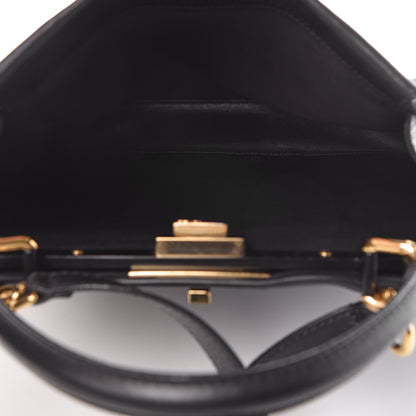 Fendi Vitello Seta Shiny Nappa Medium Peekaboo Iconic Satchel Black 5 of 11