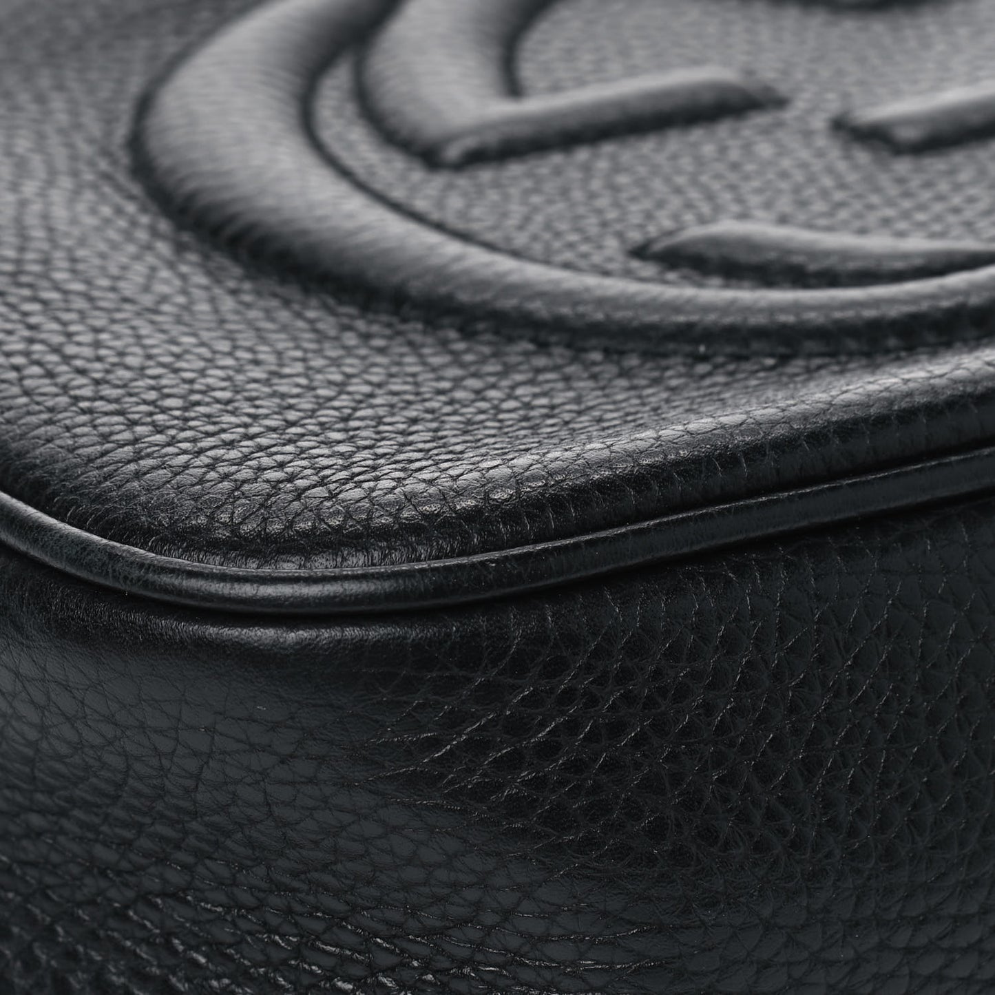 Pebbled Calfskin Small Soho Disco Bag Black