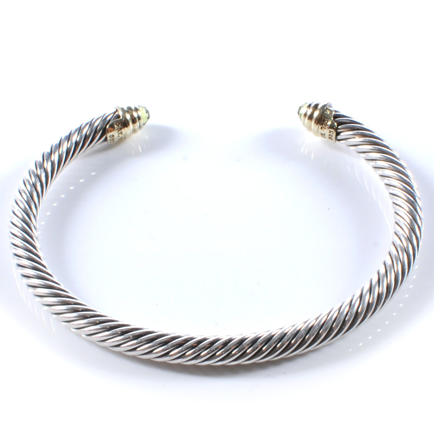 Sterling Silver 14k Peridot 5mm Cable Collection Bracelet