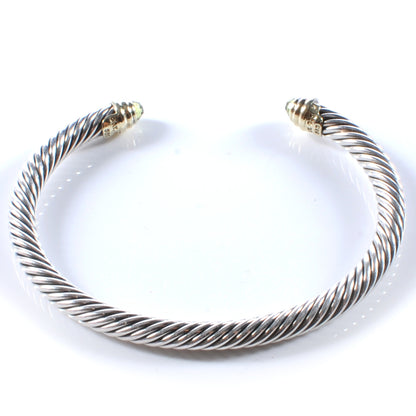David Yurman Sterling Silver 14k Peridot 5mm Cable Collection Bracelet 1 of 5