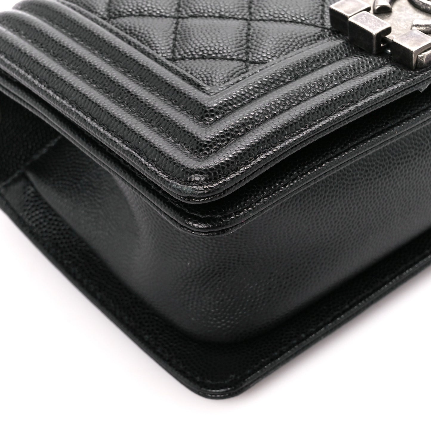 Caviar Quilted Small Boy Flap Black