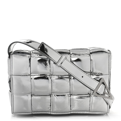 Bottega Veneta Metallic Lambskin Padded Cassette Crossbody Bag Silver 1 of 7