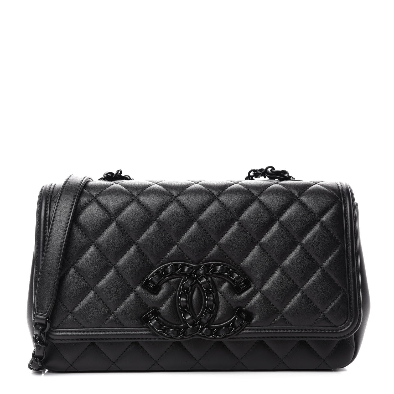 Chanel Calfskin Quilted Medium CC Filigree Flap Black 1 of 11
