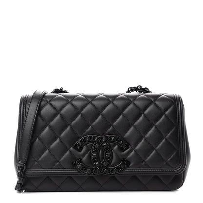 Chanel Calfskin Quilted Medium CC Filigree Flap Black 1 of 11
