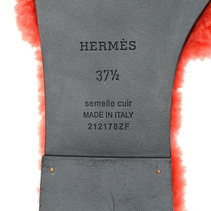 Hermes Woolskin Oran Sandals 37.5 Orange 7 of 8