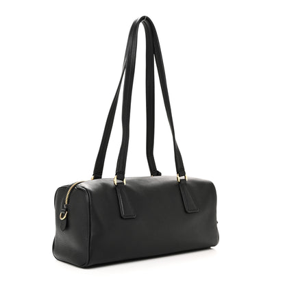 Prada Soft Grain Bauletto Medium Top Handle Bag With Padlock Black 3 of 9