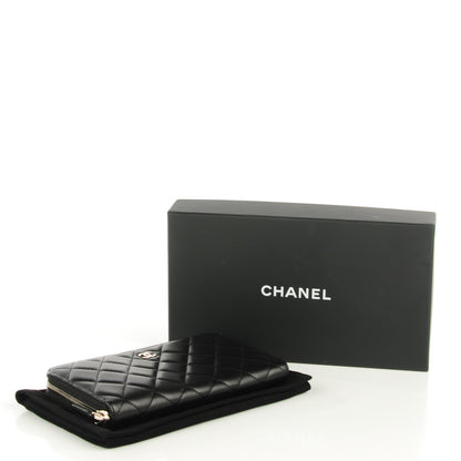 Chanel Lambskin Quilted Large Gusset Zip Around Wallet Black 6 of 8