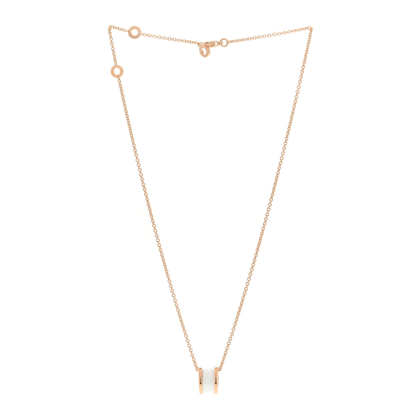 18K Rose Gold White Ceramic B.Zero1 Pendant Necklace
